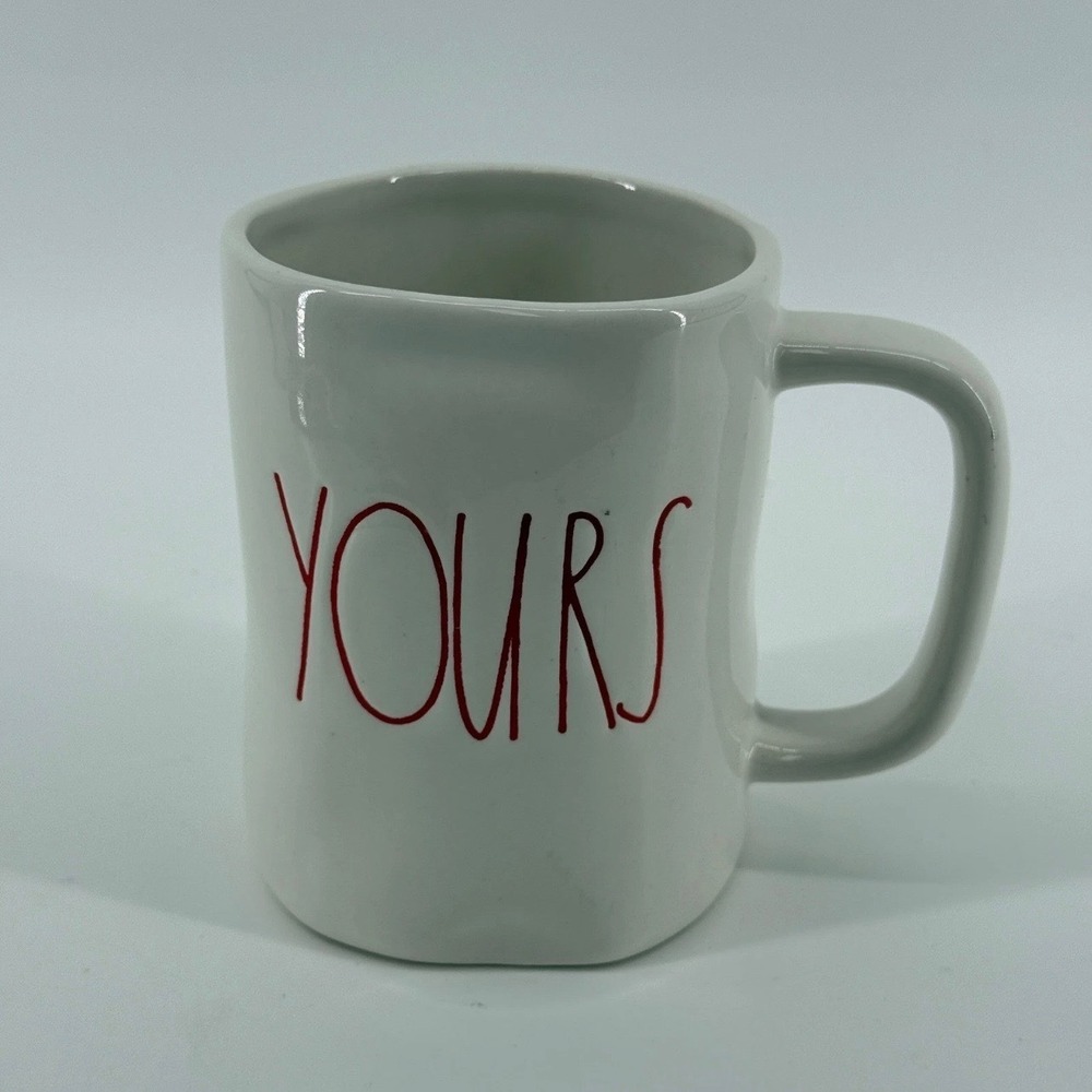 Rae Dunn Coffee Mug Yours Red Lettering Ceramic White Artisan Collection